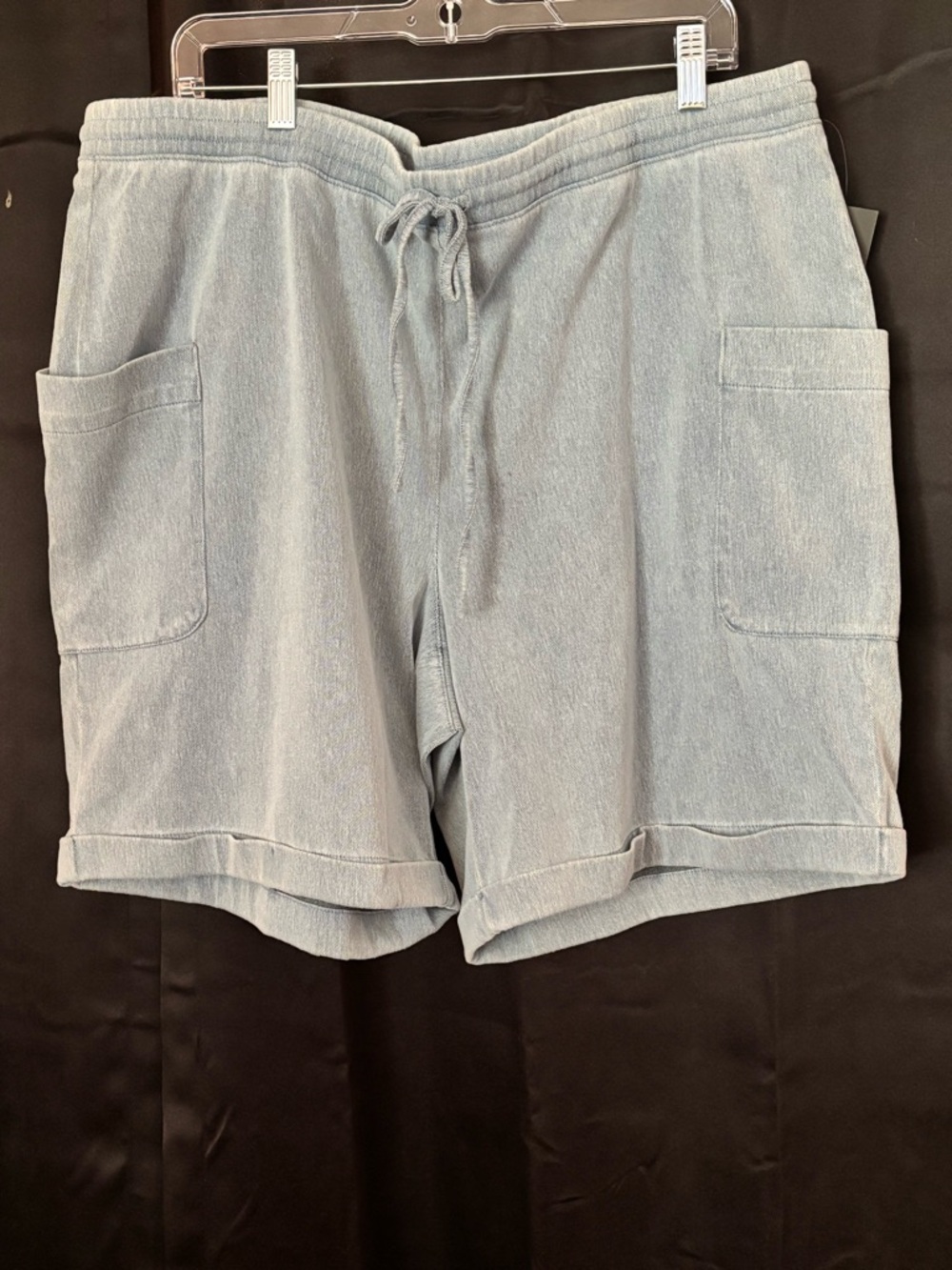 Women's Light Wash Denim-Style Drawstring Jean Shorts